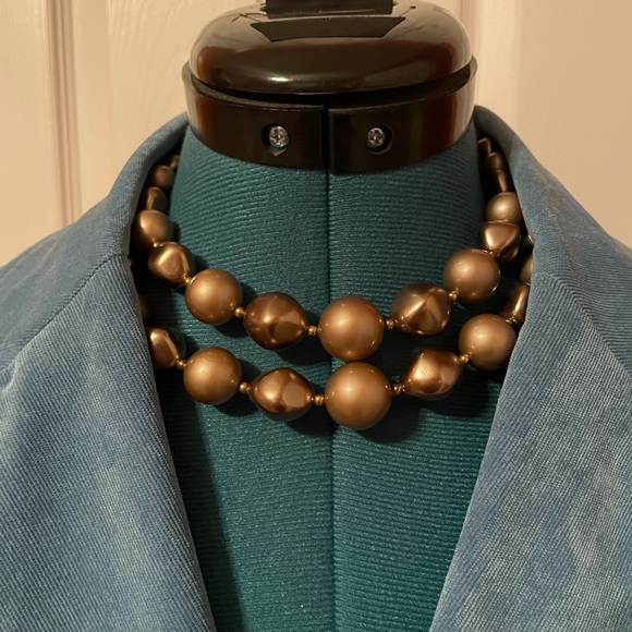 Gold bronze pearl finish choker necklace - Picture 1 of 3